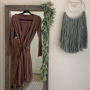 Brown wrap dress